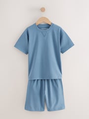 Navy/Grey Plain 100% Cotton Short Pyjamas 2 Pack (5-16yrs) - Image 2 of 5