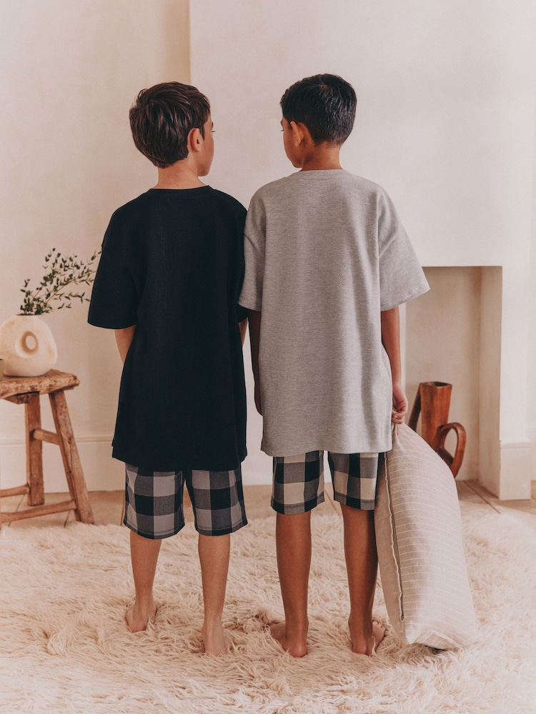Black/ Grey Check Woven Pyjamas 2 Pack (1.5-16yrs) - Image 4 of 5