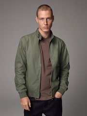 Sage Green Shower Resistant Check Lining Harrington Jacket - Image 4 of 7