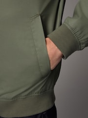 Sage Green Shower Resistant Check Lining Harrington Jacket - Image 5 of 7