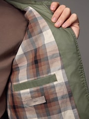 Sage Green Shower Resistant Check Lining Harrington Jacket - Image 7 of 7