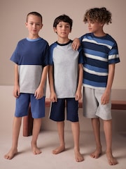 Navy/Grey Short Pyjamas 3 Pack (3-16yrs) - Image 1 of 5
