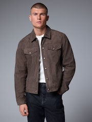 Dark Stone Faux Suede Western Jacket - Image 1 of 10
