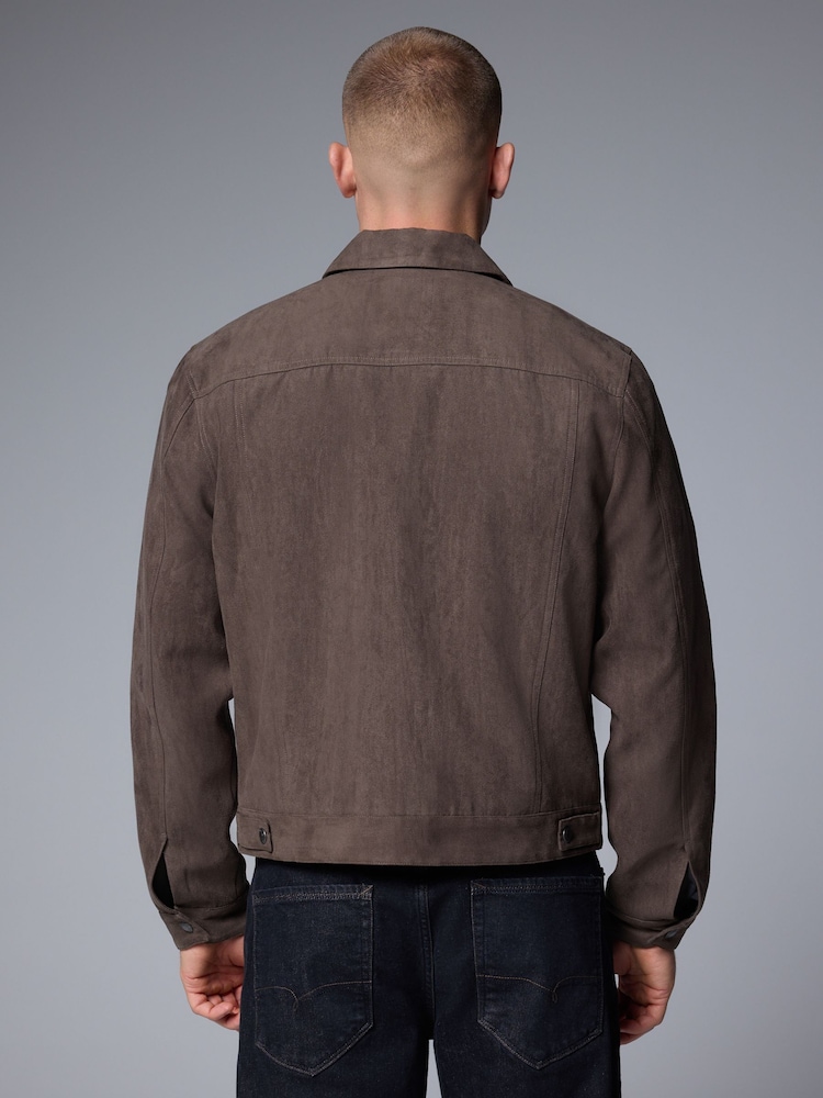 Buy Dark Stone Faux Suede Western Jacket from the Next UK online shop