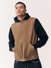 Tan Brown Canvas Worker Gilet - Image 2 of 10
