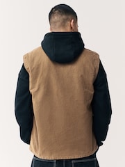 Tan Brown Canvas Worker Gilet - Image 3 of 10