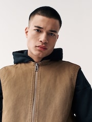 Tan Brown Canvas Worker Gilet - Image 5 of 10