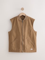 Tan Brown Canvas Worker Gilet - Image 7 of 10