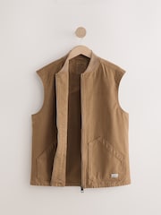 Tan Brown Canvas Worker Gilet - Image 8 of 10