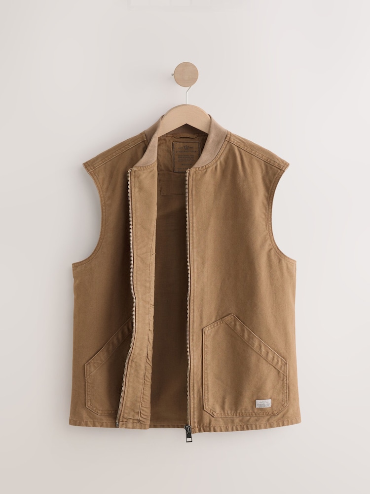 Marron fauve - Gilet de travail en toile - Image 8 of 10