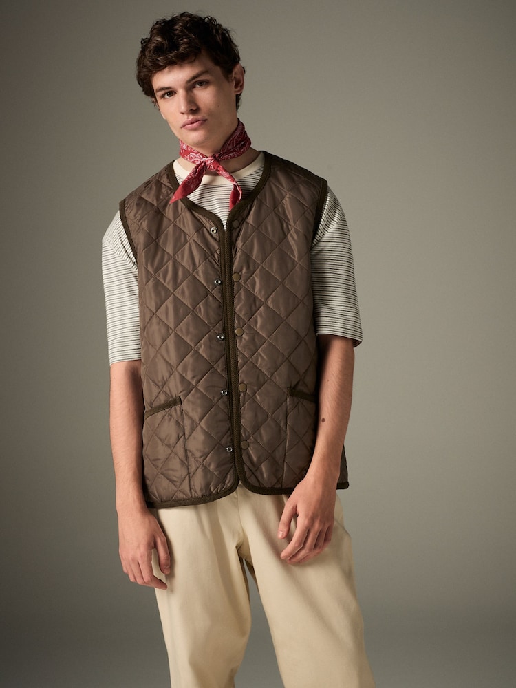 Brown Diamond Quilt Gilet - Image 1 of 9