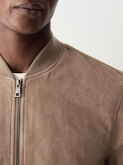 Neutral Faux Suede Bomber Jacket - Image 4 of 5