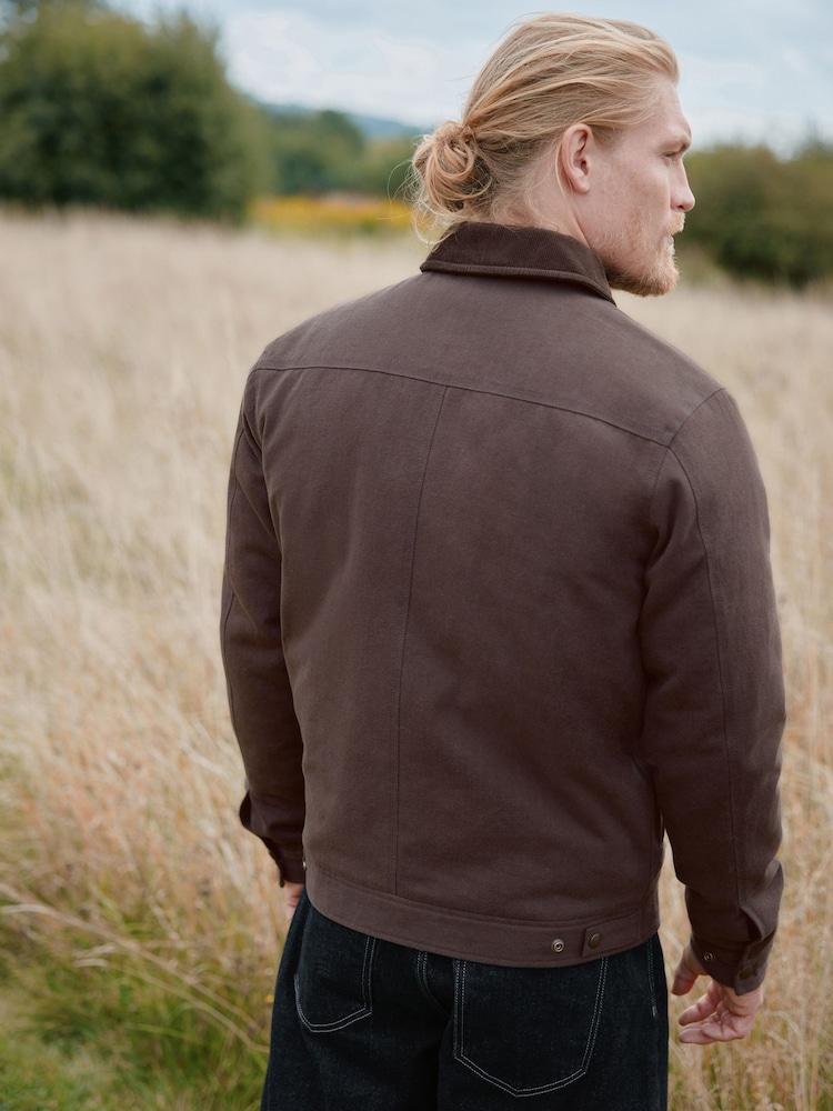 Brun - Veste en velours côtelé et toile - Image 2 of 8
