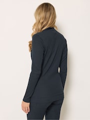 Long Tall Sally Blue Ribbed Zip Through Jacket - Image 3 of 6