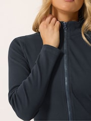 Long Tall Sally Blue Ribbed Zip Through Jacket - Image 4 of 6