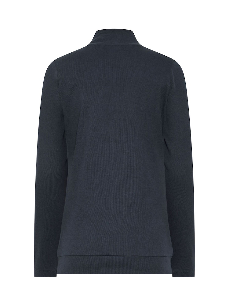 Long Tall Sally Blue Ribbed Zip Through Jacket - Image 6 of 6