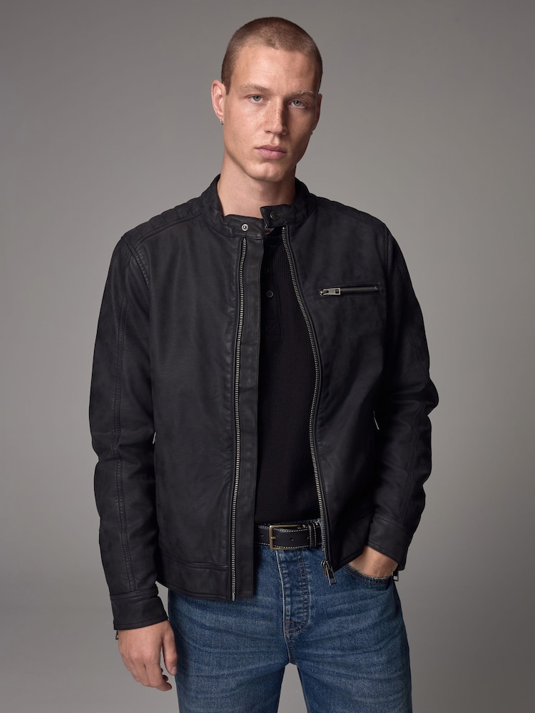 Black Faux Leather Biker Jacket - Image 1 of 1