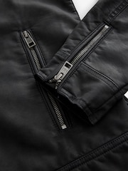 Black Faux Leather Biker Jacket - Image 12 of 13