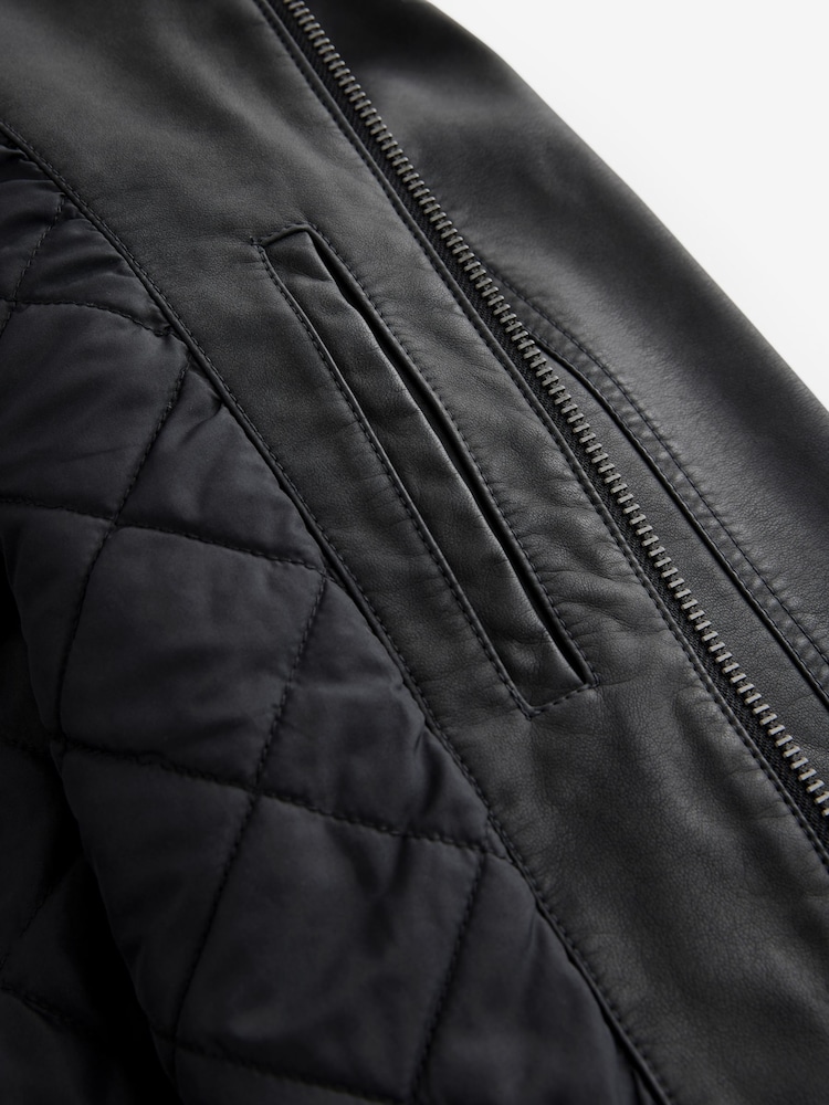 Black Faux Leather Biker Jacket - Image 13 of 13