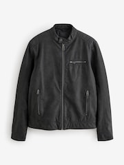 Black Faux Leather Biker Jacket - Image 8 of 13