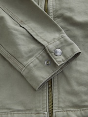 Sage Green Canvas Worker Jacket with Corduroy Collar - Image 12 of 13