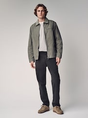 Sage Green Canvas Worker Jacket with Corduroy Collar - Image 2 of 8