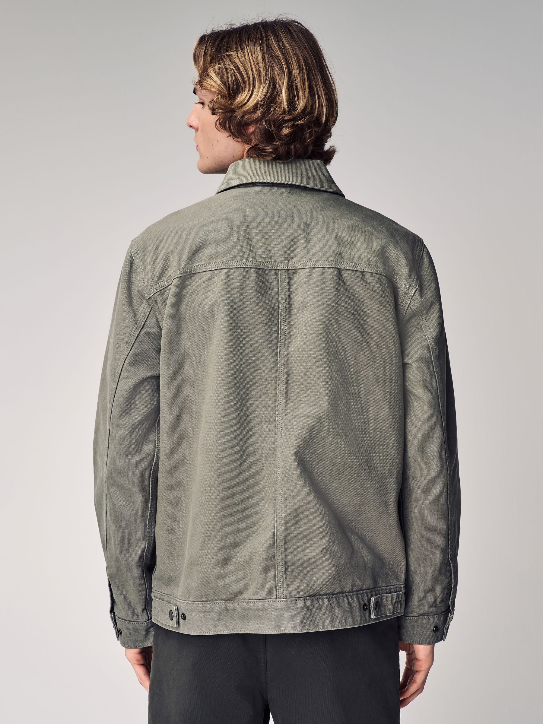 グリーン コーデュロイ襟ワークジャケット 90年代 CHEROKEE コーデュロイ襟 ワークジャケット メンズM 古着 90s