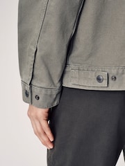 Sage Green Canvas Worker Jacket with Corduroy Collar - Image 5 of 8
