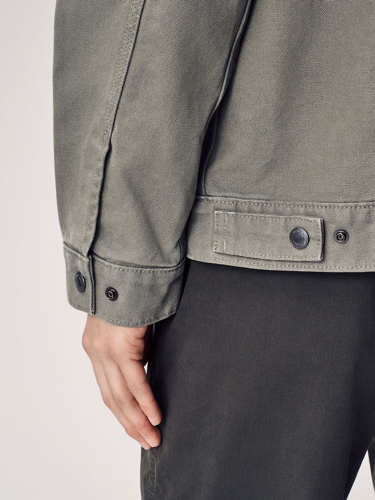 Sage Green Canvas Worker Jacket with Corduroy Collar - Image 5 of 8