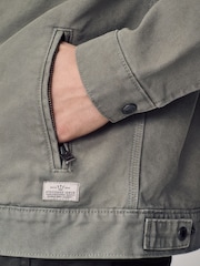 Sage Green Canvas Worker Jacket with Corduroy Collar - Image 7 of 8