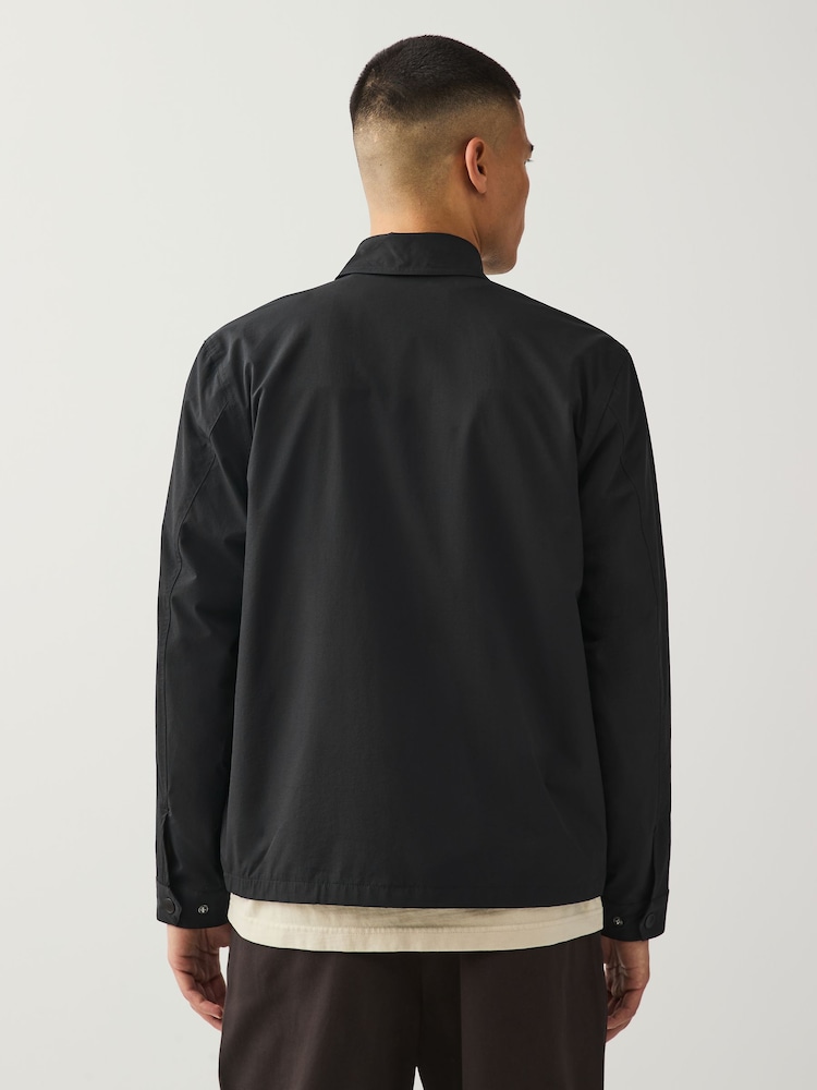 Black Stretch Technical Shacket - Image 3 of 10