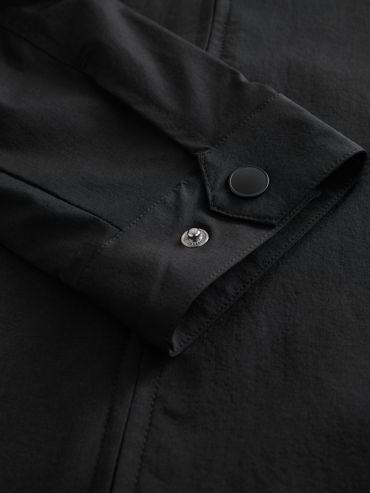 Black Stretch Technical Shacket - Image 9 of 10