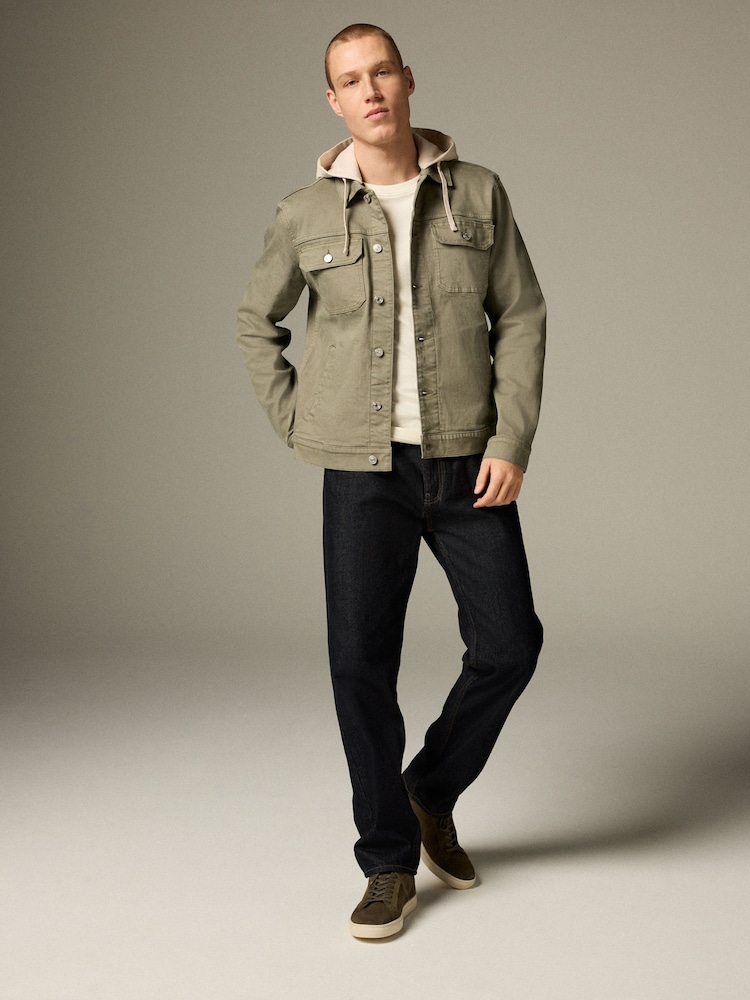Sage Green Hooded Denim Jacket - Image 2 of 11