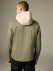 Sage Green Hooded Denim Jacket - Image 3 of 11