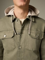 Sage Green Hooded Denim Jacket - Image 5 of 11