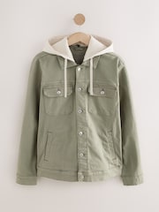 Sage Green Hooded Denim Jacket - Image 8 of 11