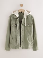 Sage Green Hooded Denim Jacket - Image 9 of 11