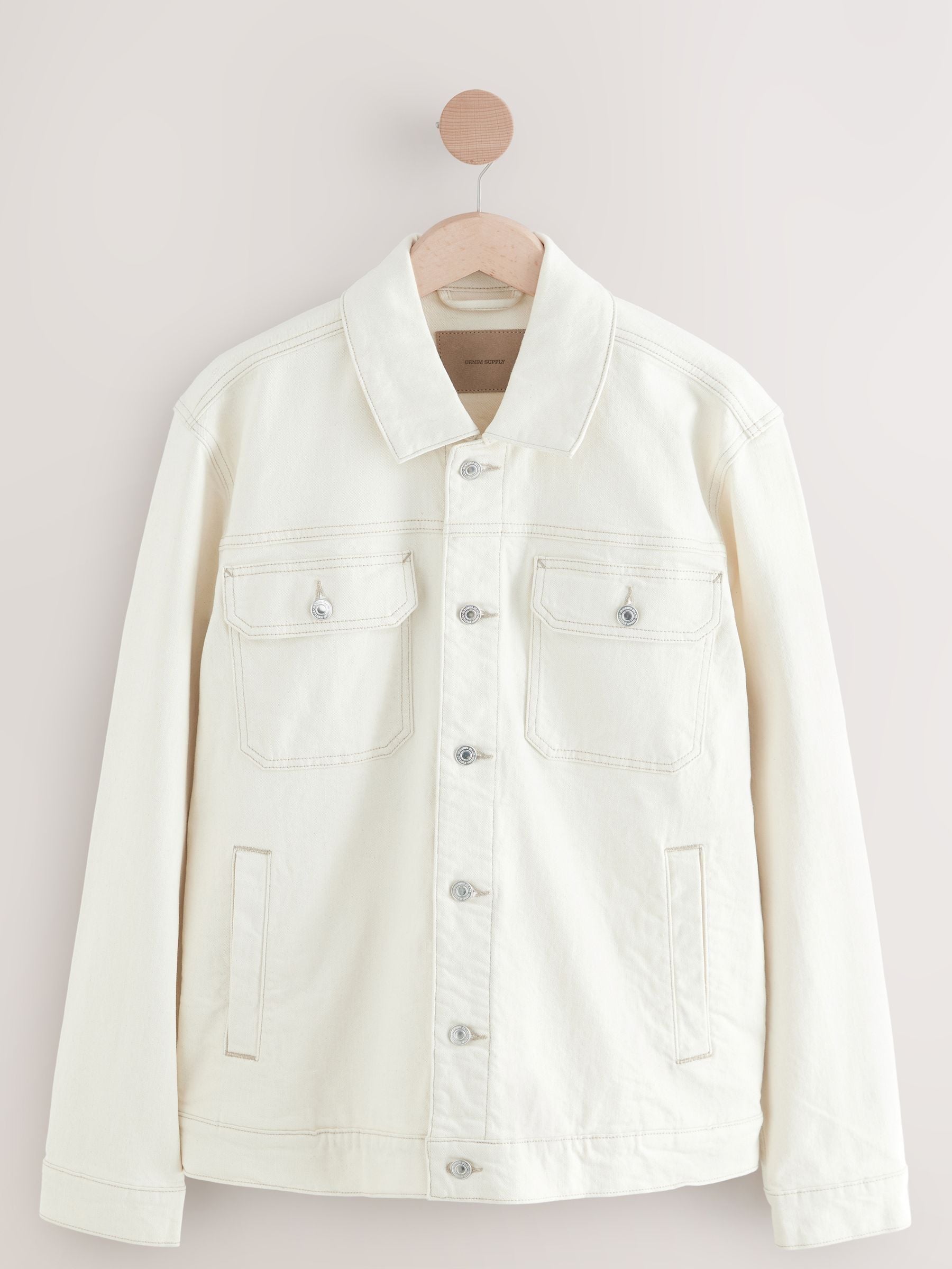 Buy Ecru Denim Trucker Jacket from Next USA