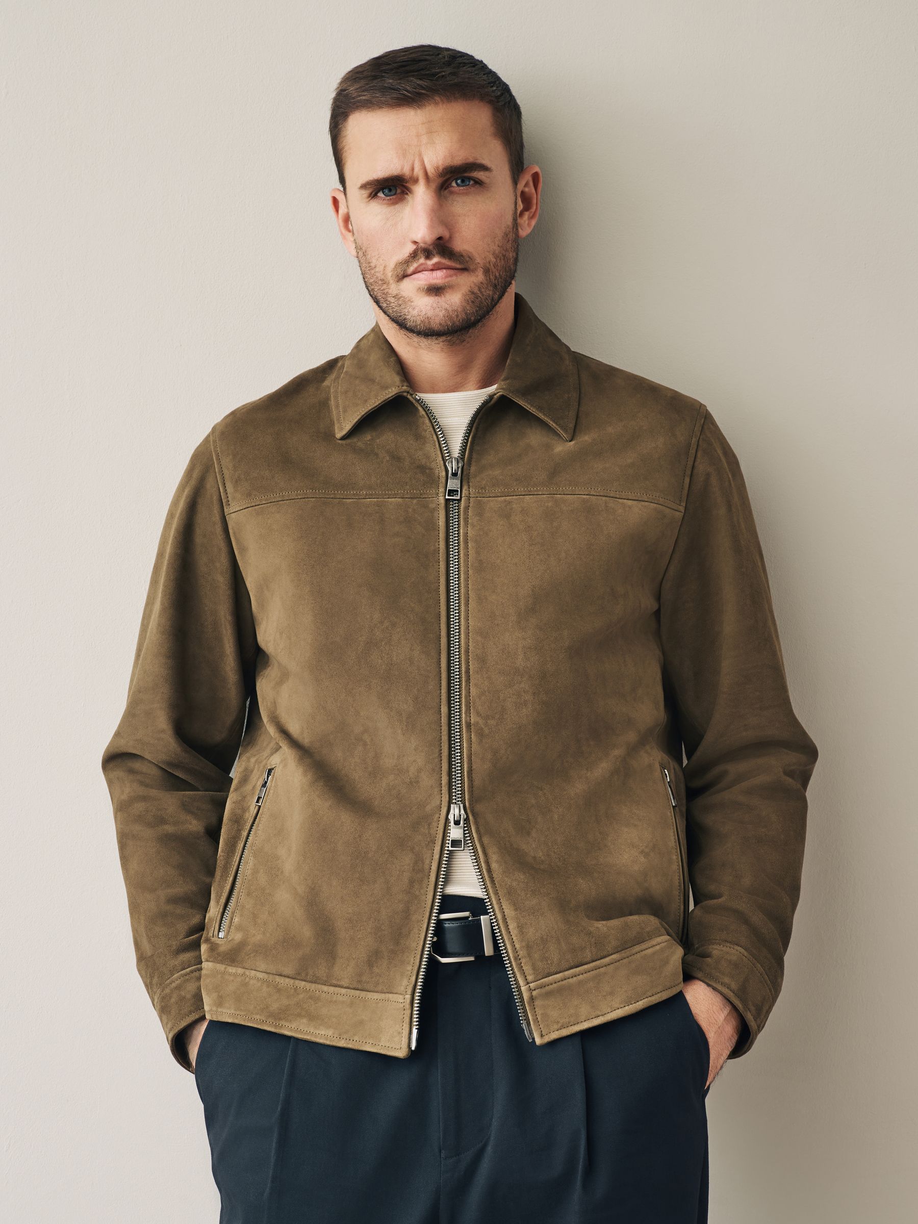 Buy Tan Brown Suede Zip Through Shirt Jacket from Next USA