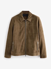 Tan Brown Suede Zip Through Shirt Jacket - Image 6 of 9