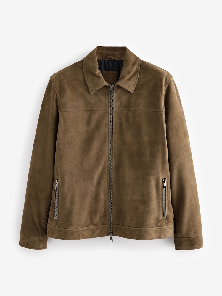 Buy Tan Brown Suede Zip Through Shirt Jacket from the Next UK