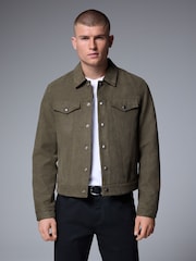 Khaki Green Faux Suede Western Jacket - Image 1 of 11