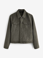 Khaki Green Faux Suede Western Jacket - Image 6 of 11