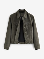 Khaki Green Faux Suede Western Jacket - Image 7 of 11