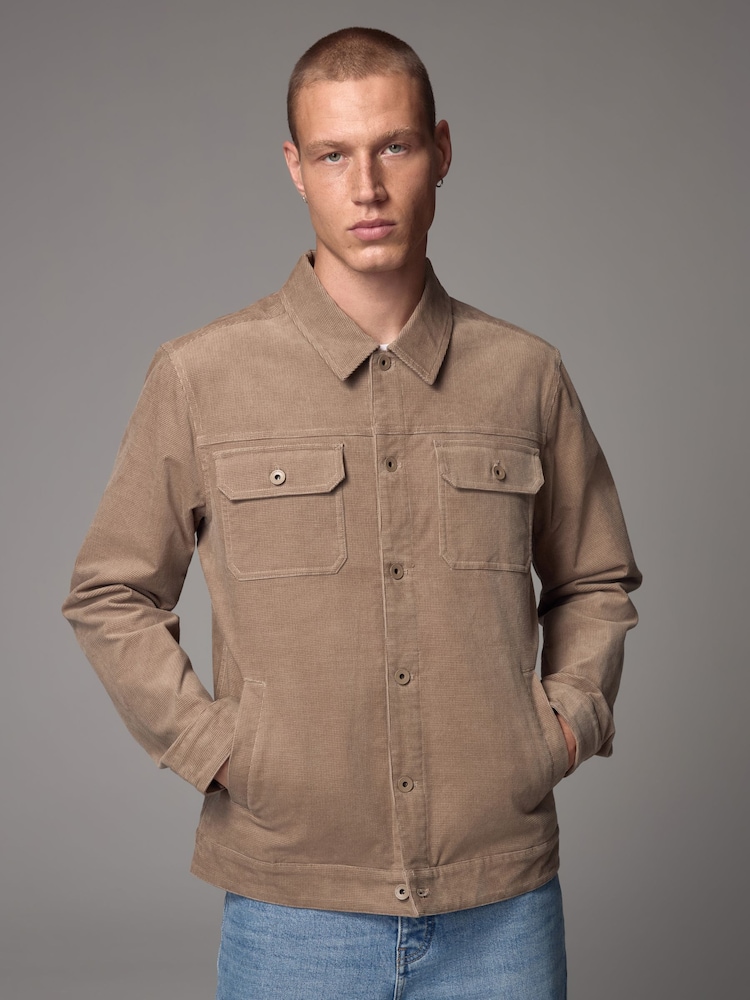 Neutral Corduroy Trucker Jacket - Image 1 of 12