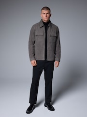 Grey Faux Suede Zip Through Shacket - Image 1 of 10