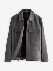 Grey Faux Suede Zip Through Shacket - Image 7 of 10