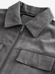 Grey Faux Suede Zip Through Shacket - Image 8 of 10