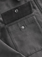 Grey Faux Suede Zip Through Shacket - Image 9 of 10