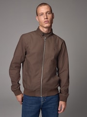 Rust Brown Shower Resistant Check Lining Harrington Jacket - Image 1 of 6